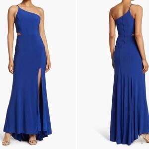 Jump Apparel Blue One Shoulder Gown 9/10 New